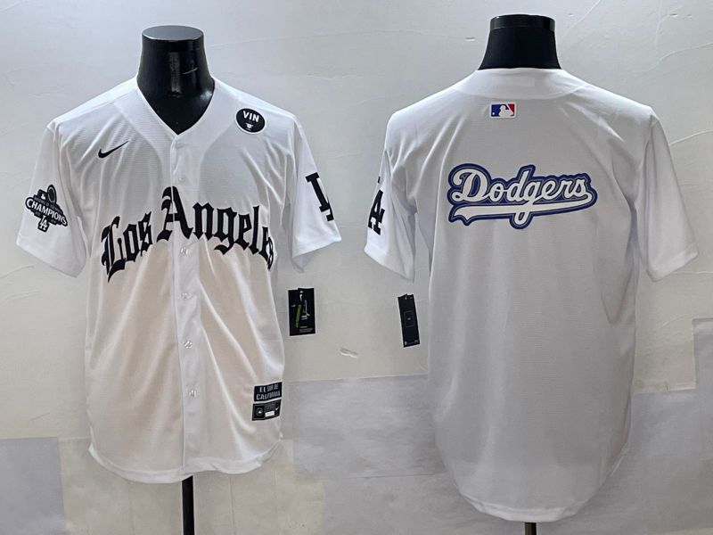 Men Los Angeles Dodgers Blank White Five generations Joint Name 2025 Nike MLB Jersey style 56